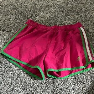 Adidas pink running shorts